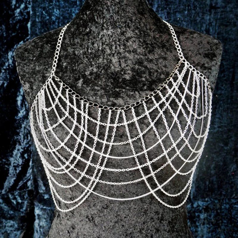Bijoux femme, модный сексуальный нагрудный металлический бюстгальтер, украшение, цепочка для ночного клуба, купальник для женщин, дискотека, женские длинные ремни, украшения для тела
