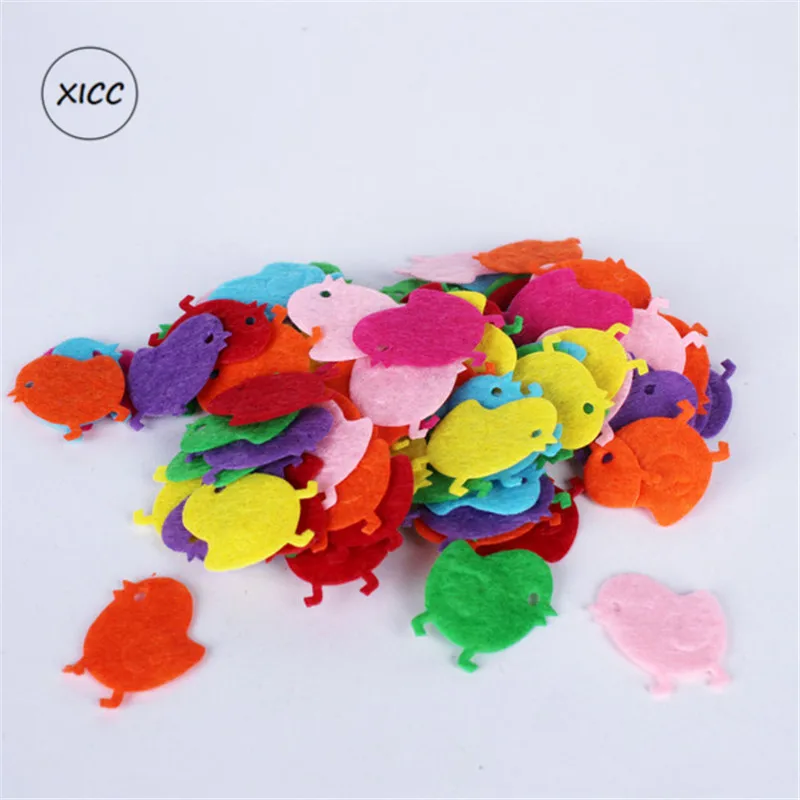 1-25 XICC 100PCS Colorful Nonwoven Round Flower Wool Felt Fabric Hair rope DIY Handmade Accessory Sticker Applique Patches Felt Pad - Цвет: 1-25