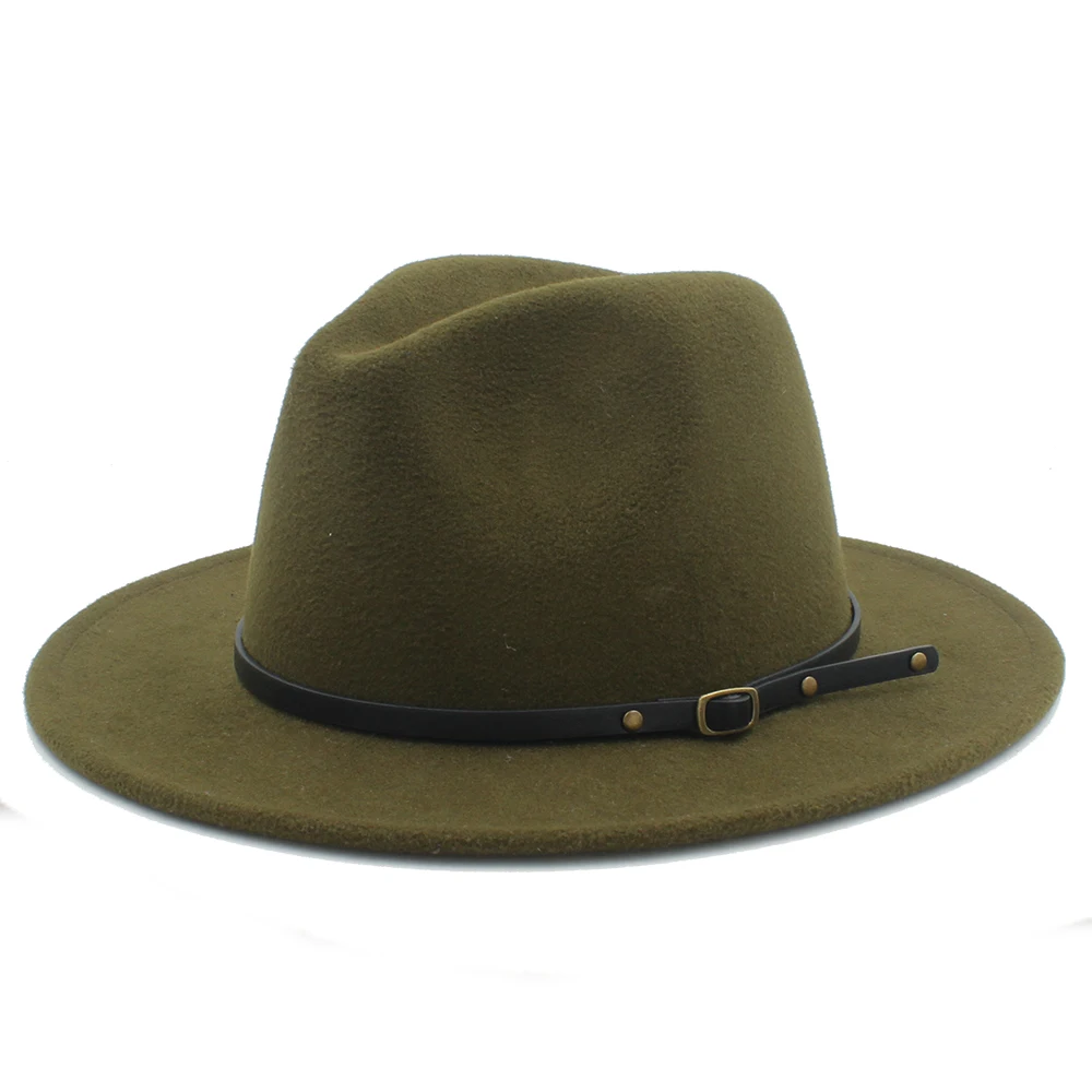 Шляпа Fedora из шерсти для женщин и мужчин с кожаной лентой элегантные женские