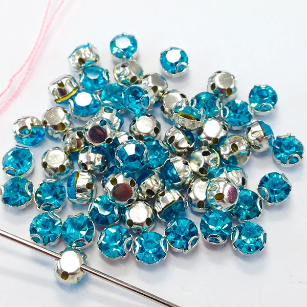 

Sew On Crystal Rhinestones Shiny Glass Strass Aquamarine 100pcs/lot 3.8mm Crystal Stones DIY Gem decoration