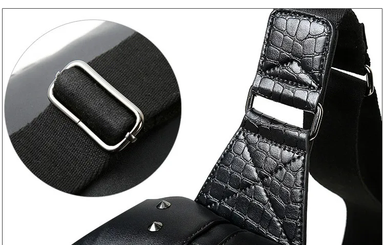 Модная сумка в стиле панк, Череп, готика, поясная сумка из искусственной кожи, 3D заклепки, персонализированный кошелек для телефона, мужская и женская сумка-мессенджер на плечо