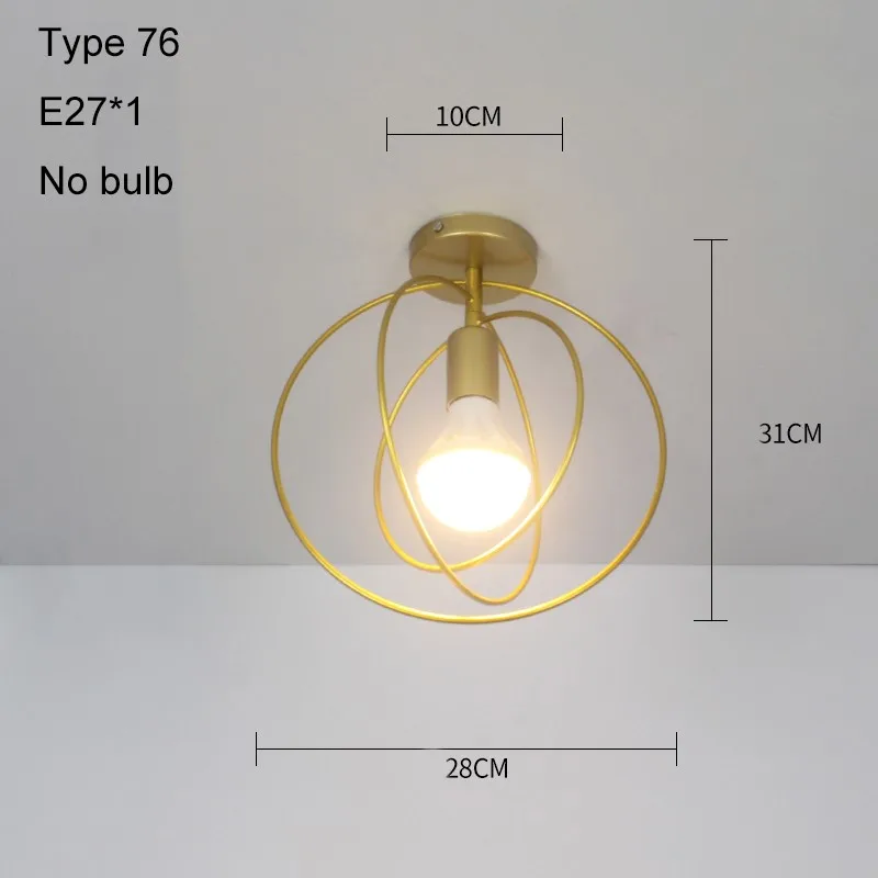 Type 76 no bulb Светодиодные потолочные светильники, современный потолочный светильник, винтажный плафон, клетка, плафон для гостиной, промышленный декор, подвесной светильник - Цвет корпуса: Type 76 no bulb
