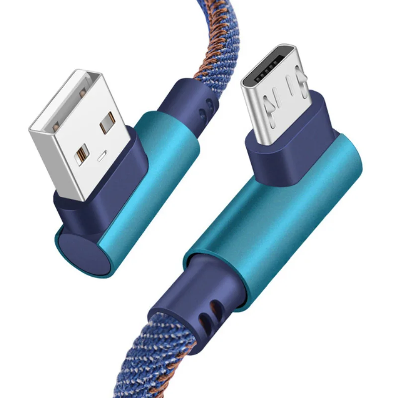 Кабель микро USB 2 А кабель для быстрой зарядки шнур с углом 90 градусов нейлоновый
