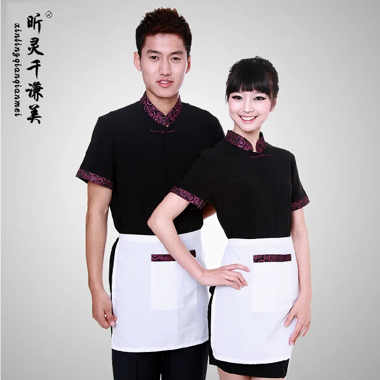 Отель форма Лето официантка Униформа Ресторан быстрого питания с короткими