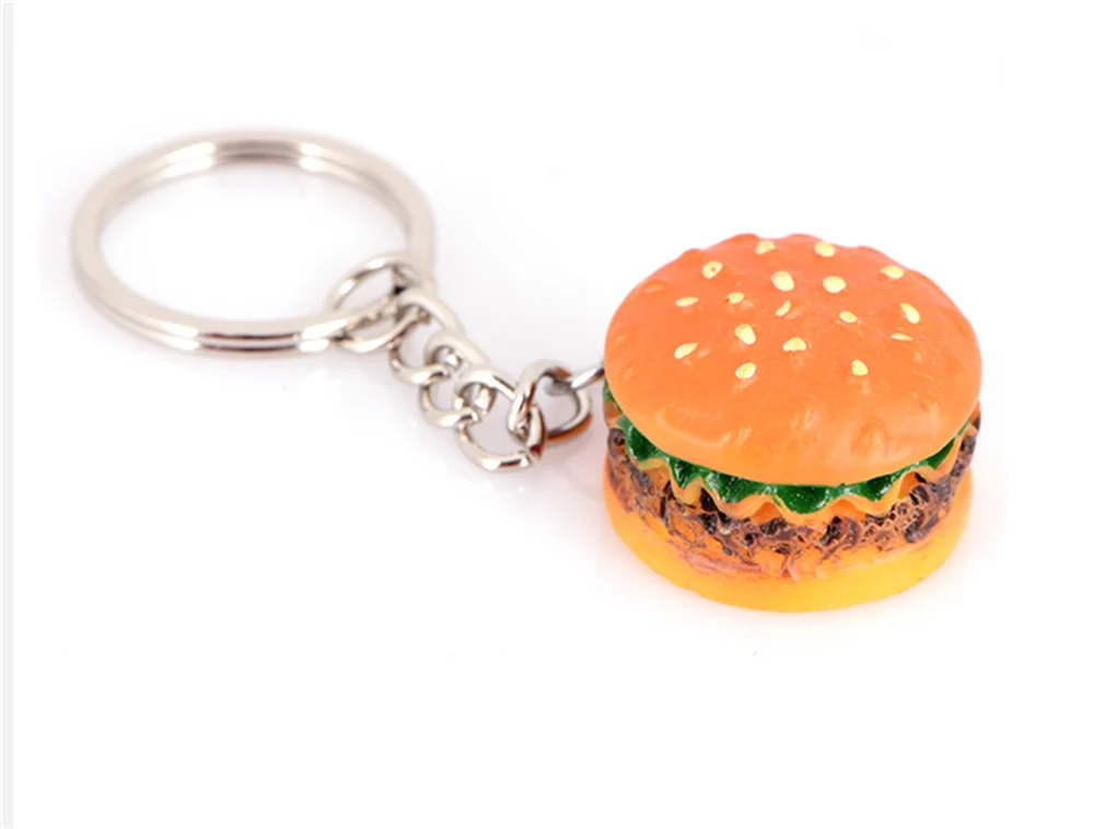Car Keychain Burger Accessories Promotional Gift Pendant Mini Personality Resin Simulation Food Bag for | Автомобили и мотоциклы
