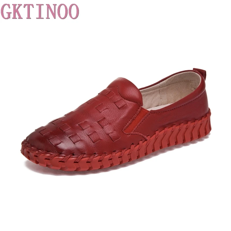 

GKTINOO Handmade vintage women's shoes genuine leather female moccasins loafers soft slip-resistant Slip-On casual shoes flats