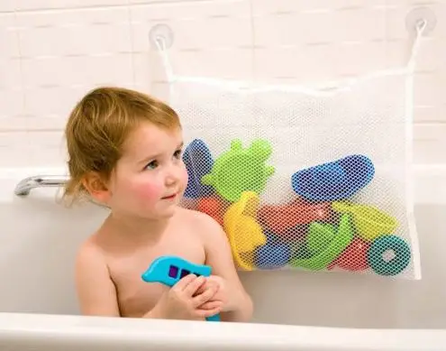 Bathroom Storage Bag Kids Baby Bath Tub Toy Tidy Storage Suction Cup Bag Mesh Bathroom Organiser Net Bath Toy