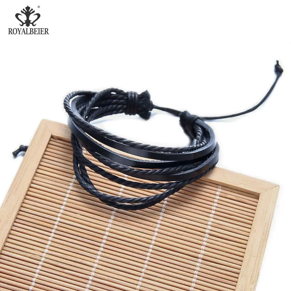 RoyalBeier DIY простые кожаные браслеты-манжеты и браслеты 10 шт./лот плетеный браслет