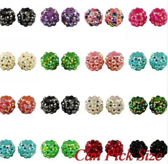Оптовая продажа 10 мм бусины из смешанной смолы в форме диско паве с шариком для