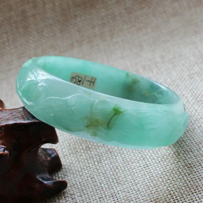 1850 китайский ручной резной изумрудно-зеленый каменный камень браслет из