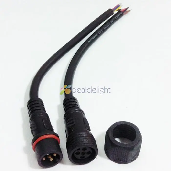 5 set/lot 5 PIN Waterproof Male and Female RGBW connector Wire Cable For 5050 RGBW RGBWW LED Strip 20AWG cable Free Shipping