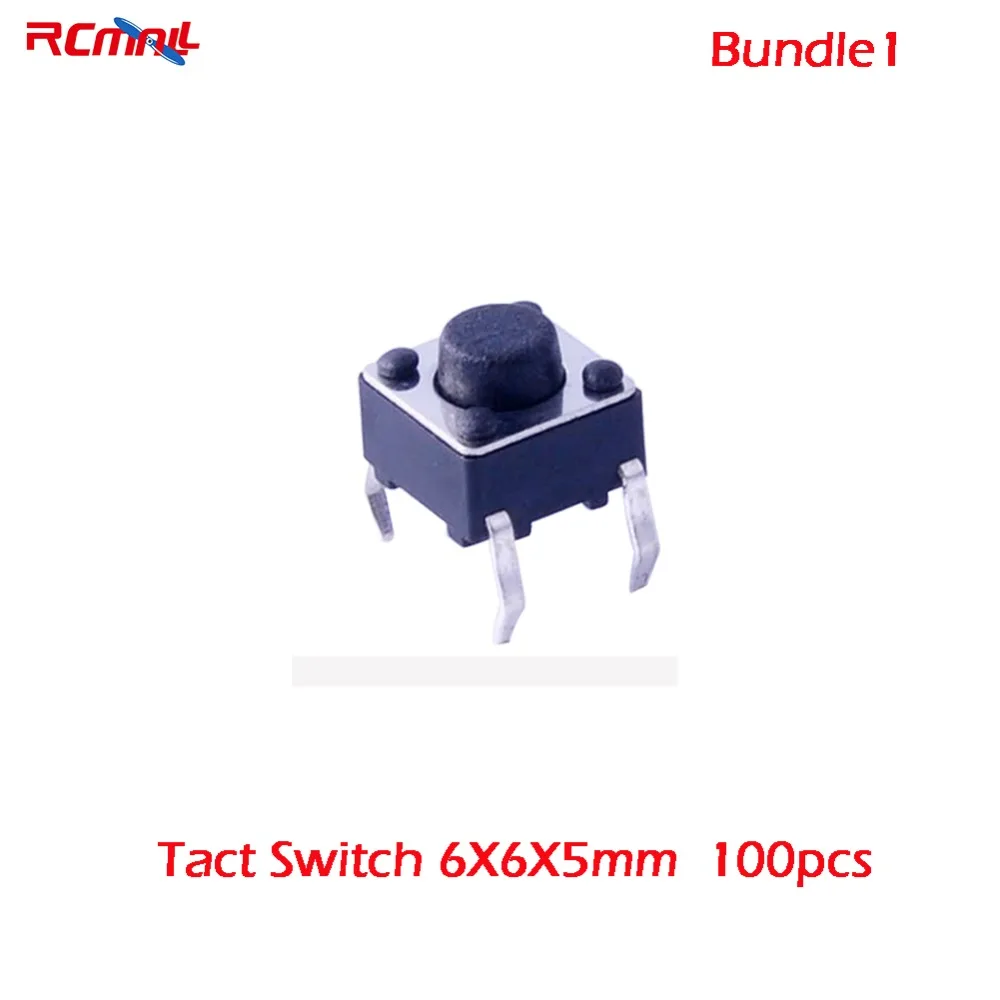 Тактильный кнопочный переключатель RCmall тактовый 6x6x5 мм/6x6x7 мм 4P DIP - Цена: 225,05 руб.
