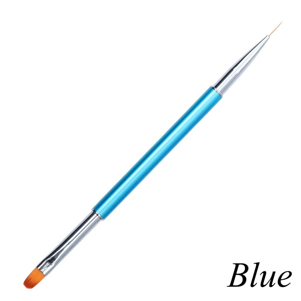 Blue 1 шт. УФ-гель Акриловая кисть для дизайна ногтей рисунок веер цветок линия строитель дизайн ногтей Французский маникюр DIY ручка инструмент TRP06 - Цвет: Blue