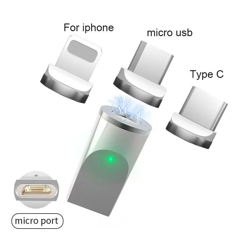 GARAS Магнитная Micro USB адаптер для iphone/Micro/usb type c Зарядное устройство и Магнит данных адаптер для samsung /Xiaomi/huawei/LG - Цвет: silver micro to 3in1