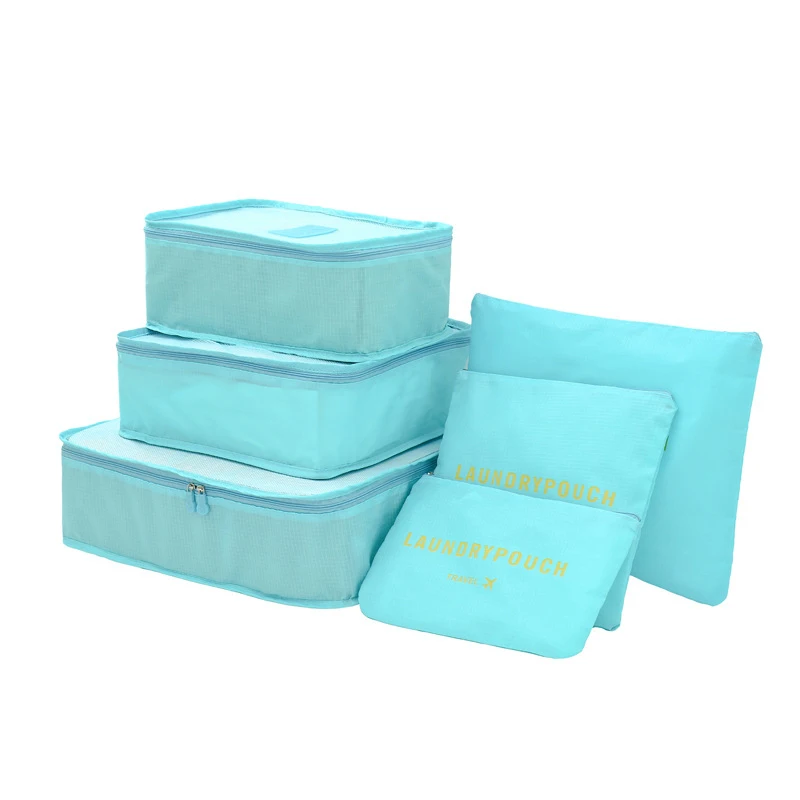 Blue MOGULVXING 6 шт./компл. дорожная сумка для одежды функциональная дорожная аксессуары Чемодан Органайзер высокого Ёмкость Сетка упаковочная коробка - Цвет: Blue