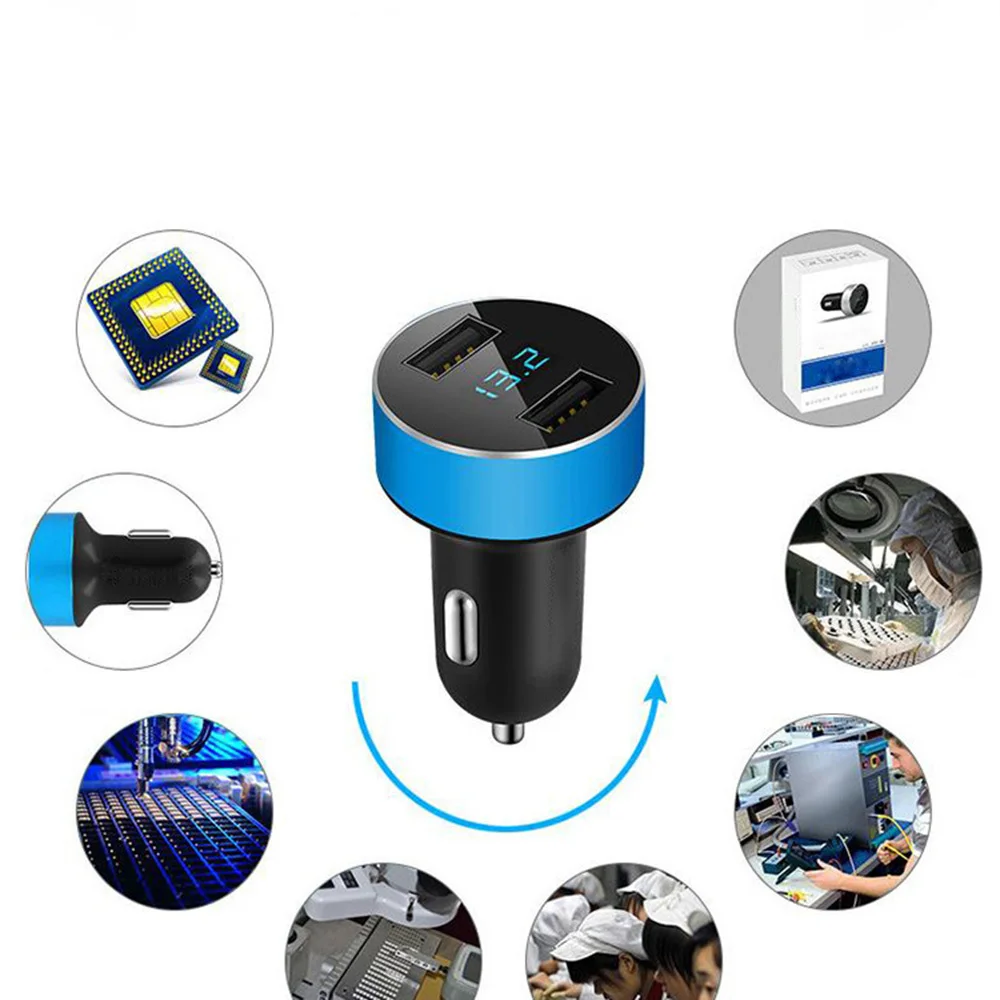 Автомобильное зарядное устройство с двумя USB-портами и светодиодным дисплеем 3 1 А