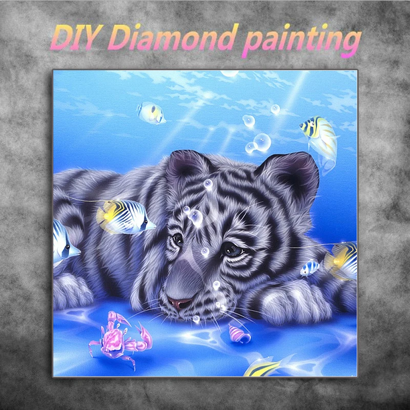 

Full Square/Round Drill 5D DIY Diamond Painting "lovely tiger" Embroidery Cross Stitch Mosaic Home Decor gifts