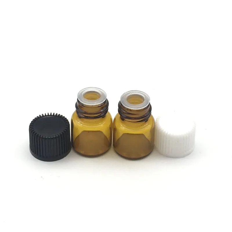 

300pcs 1ml Small Fragrance Essential oil Amber Glass Bottles With No hole Mini Empty Wishing Perfume Vials