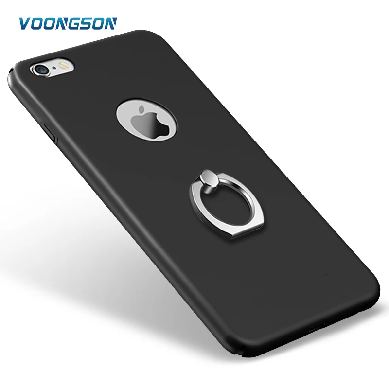 VOONGSON For iphone 5s SE 6 6s 7 Plus Coroful Sets of Hard PC Case+Ring Shelf Support 360 Degree Matt Plating Mobile Phone Cases |