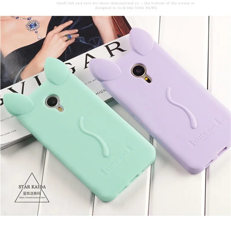 Модный чехол Meizu с мультяшным котом для M2 M3 Note Mini MX4 Pro MX5 Shell 5 6 кошачьи уши