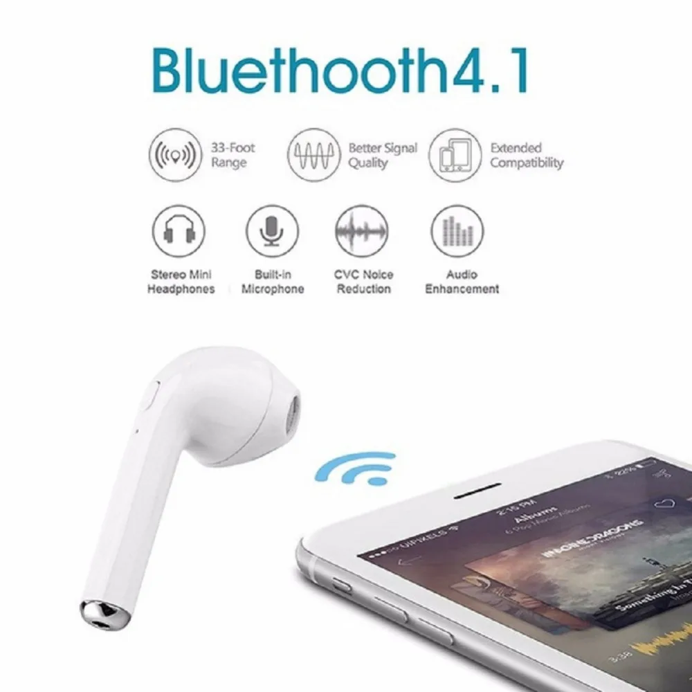 Бесплатная доставка Модные I7 Беспроводной Bluetooth наушники с загрузочной - Фото №1