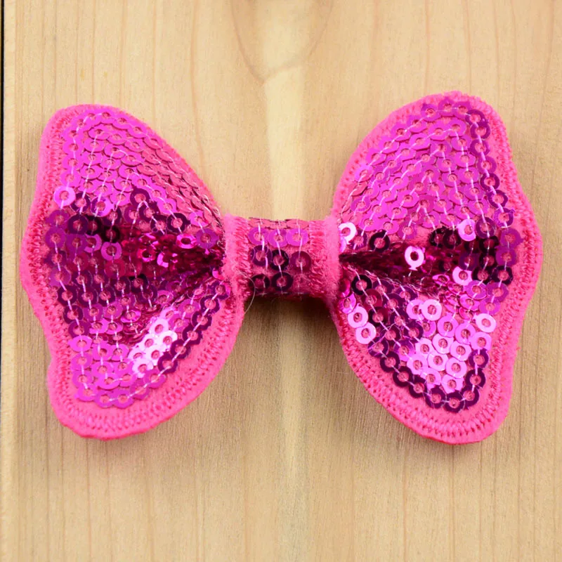 

120pc 6.5CM ,Embroidery sequins bow,Sequin Bow,Sequins Hair Bow for Girls Headband Hair Clips Garments