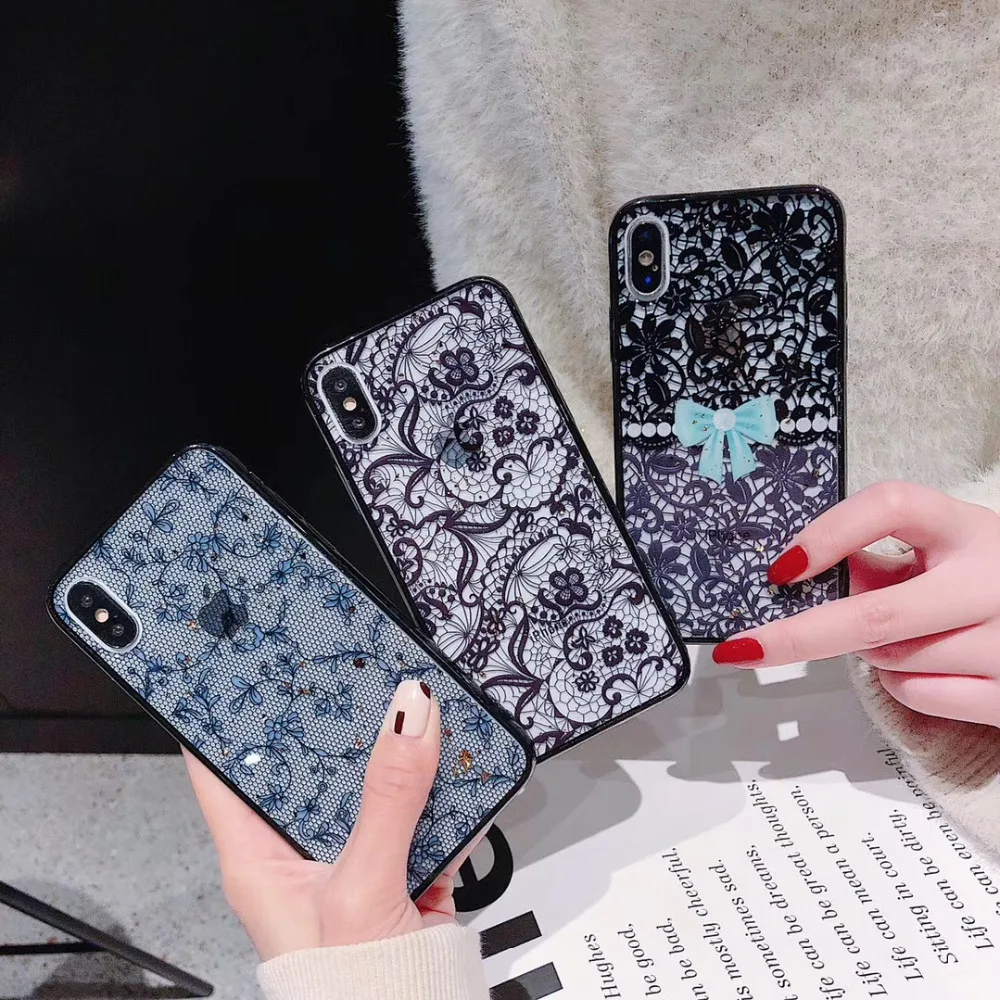 Zxtrby For iPhone X XS Max Case Vintage lace Phone 5 5s se 6 6s 7 8 Plus Soft TPU Summer style Cover Coque |