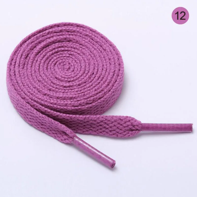 12 Violet Детская одежда на рост 80, 100/120 см широкий плоский 26 цветов однотонные спортивные ботинки шнурки строки шнурки для обуви - Цвет: 12 Violet
