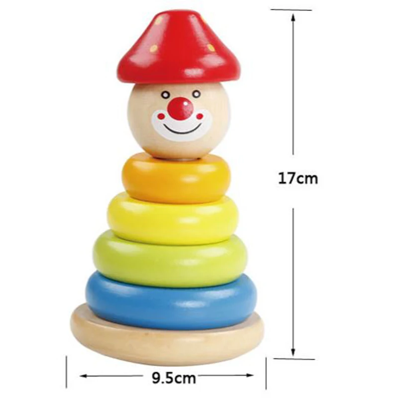 

Montessori Mushroom head Tower Rings Wooden clown Baby Toy Blocks Math Toys Early Childhood Education Kids Toys