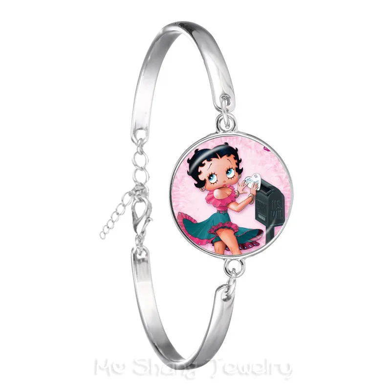 Круглый стеклянный браслет с кабошоном 18 мм узором Бетти боп для друзей