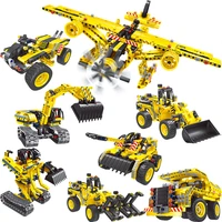 meoa city engineering truck series 2 in 1 deformation building blocks bricks 8 styles excavator bulldozer robot airplane model