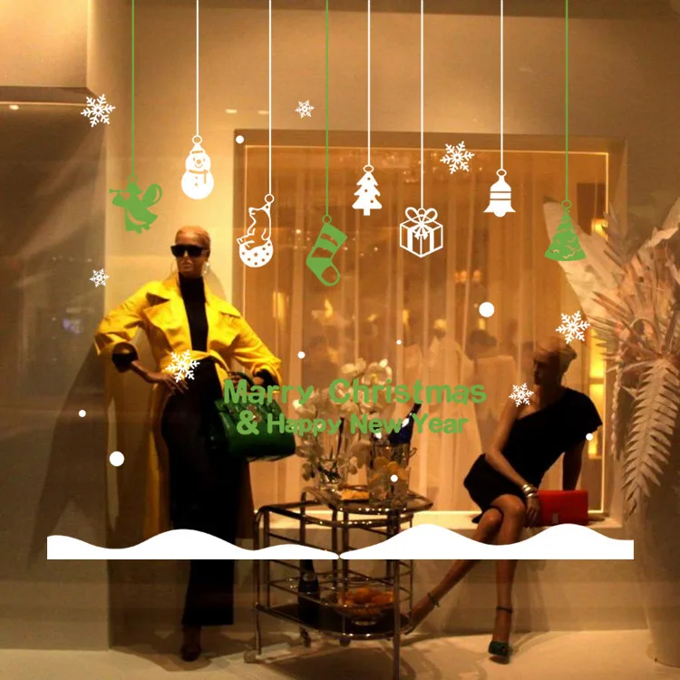 

Christmas Snowflake Small Pendant Glass Window Wall Stickers Festival Decoration Art Decals Home Decor Poster Free Shipping