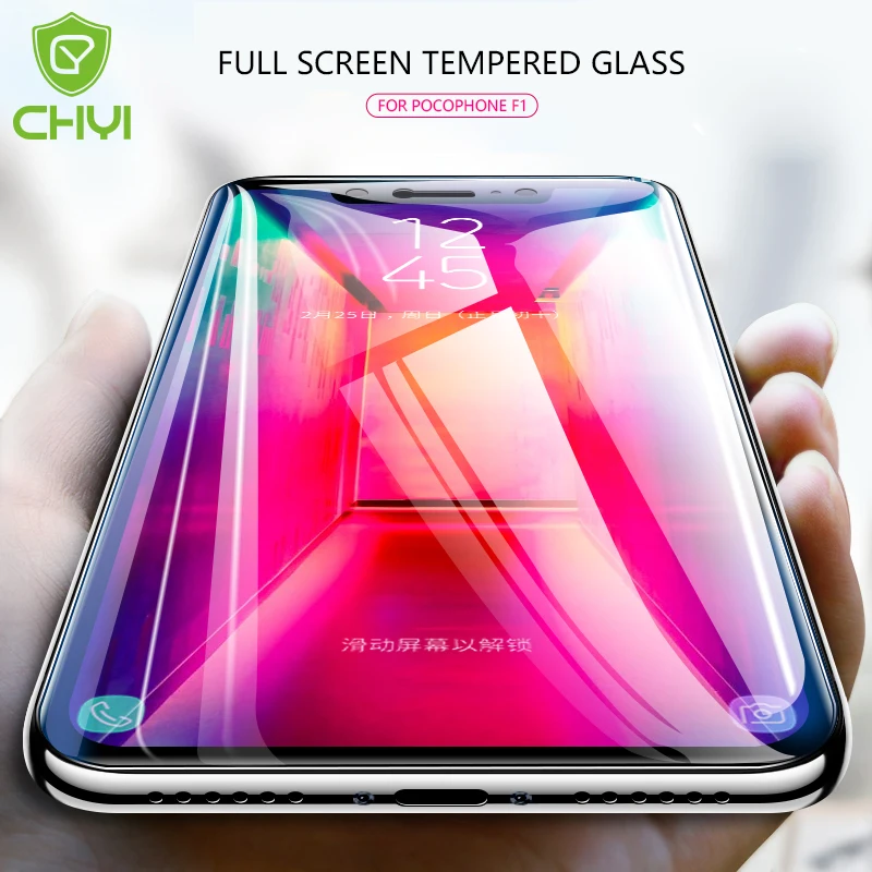 CHYI glass for xiaomi 9 screen protector pocophone f1 tempered full glue protective film mi9 strained | Мобильные телефоны и
