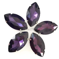 factory sales deep purple high quality crystal flatback loose rhinestonessew on stone with silver claw