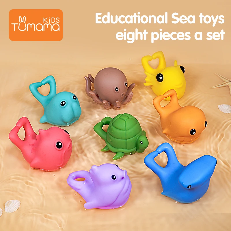 Tumama игрушки для ванной 8 шт./компл. ПВХ морские животные игрушки для ванной для детей Squeeze кольцо игрушки для детей многофункциональный подарок на день рождения высокого качества Bebe игрушки