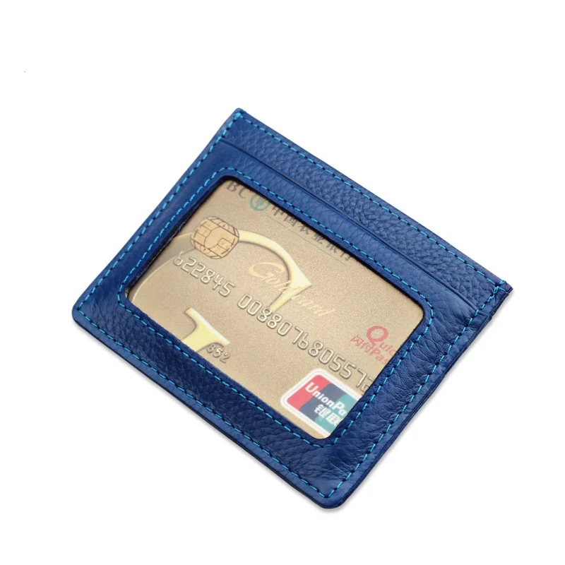 RFID супертонкий держатель для карт из натуральной кожи женский и мужской кошелек