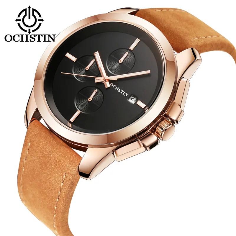 Часы мужские кварцевые с кожаным ремешком креативные классические светящиеся