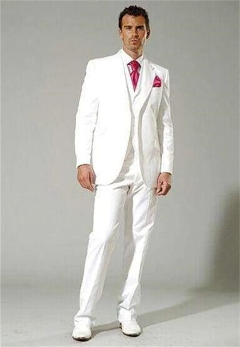 На заказ Белый 3 шт Мужской Блейзер костюм для свадьбы приталенный деловой