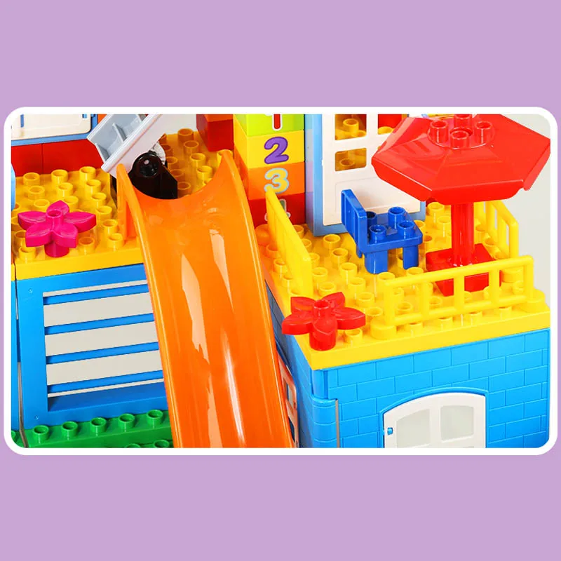 230 шт. большие наборы блоков совместим с Duplo Happy Dreamland amusement Building Block Дети DIY