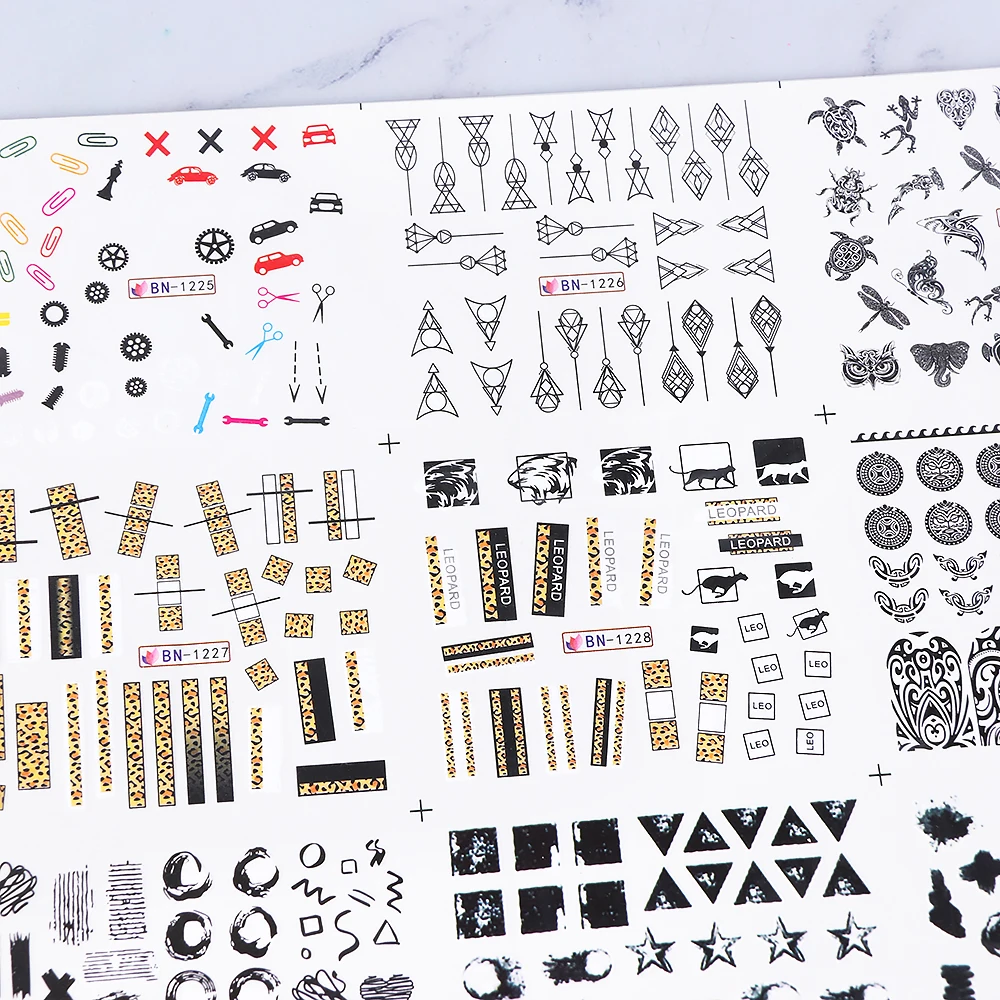 84 шт лист Леопард Фламинго наклейки для ногтей Переводные слайдеры цветок лето животное обертывание маникюр Дизайн ногтей Переводные JIBN1213-1296