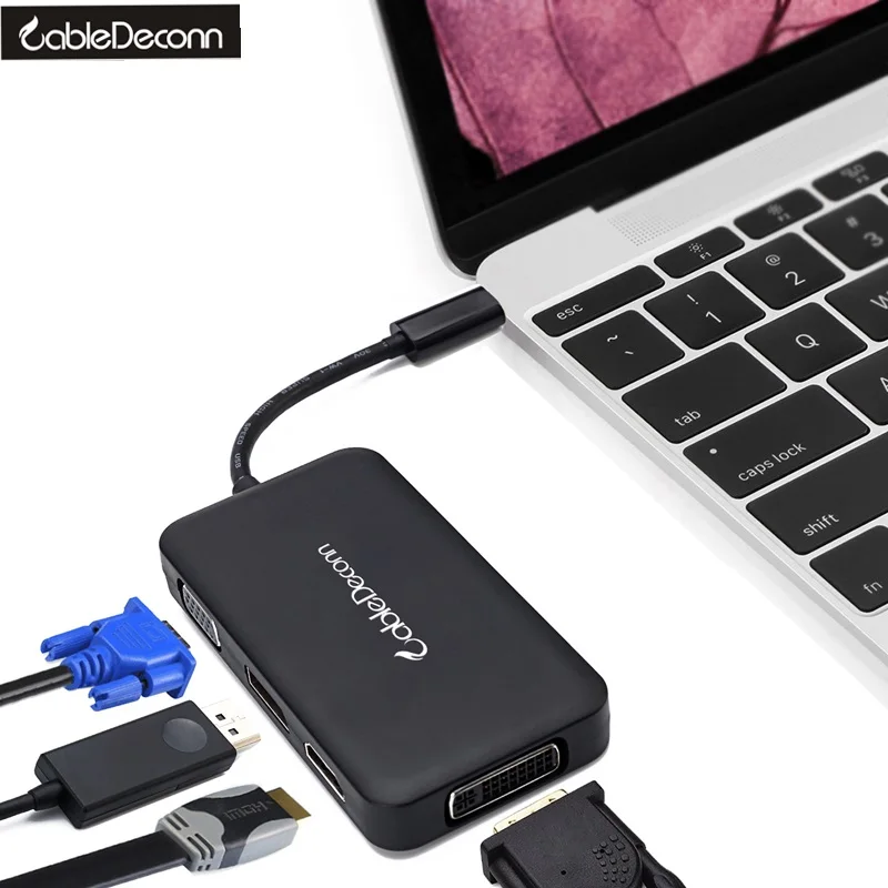 Многопортовый адаптер для Macbook Dell XPS USB C Type c Thunderbolt 3 to DisplayPort DP 4K HDMI VGA DVI 1080P|thunderbolt