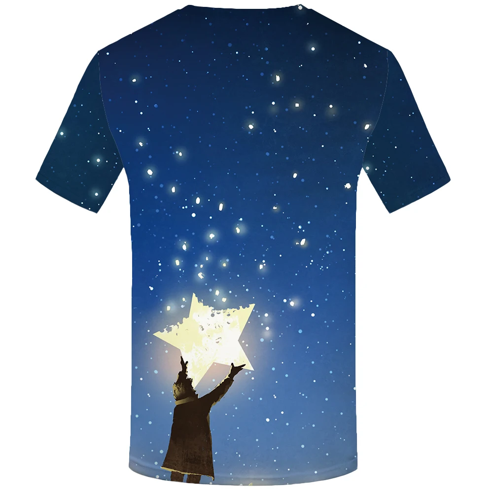 KYKU Brand Galaxy Space T shirt Men Star Anime Clothes Character Shirt Print Cartoon Tshirt Printed Abstract T-shirts 3d | Мужская