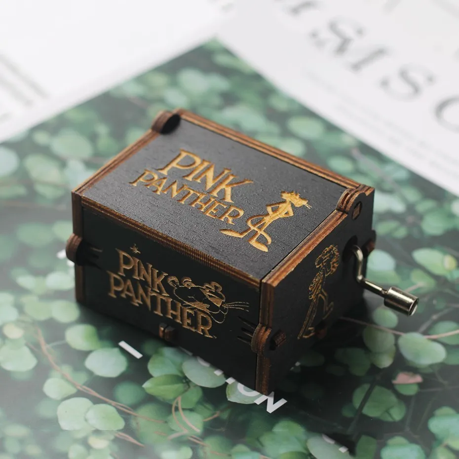 Panther Черный деревянный ручной коленчатый музыкальная шкатулка игра трон Zelda Звездные войны Унесенные призраками Рождественский подарок декоратор день рождения Presentt - Цвет: Panther