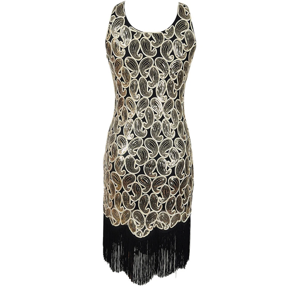 

2017 New Latin Dance Dress Sequin Tassel For Pretty Women S/M/L/XL Salsa Sexy 1920S Classic Club Party Black Fringe Dress