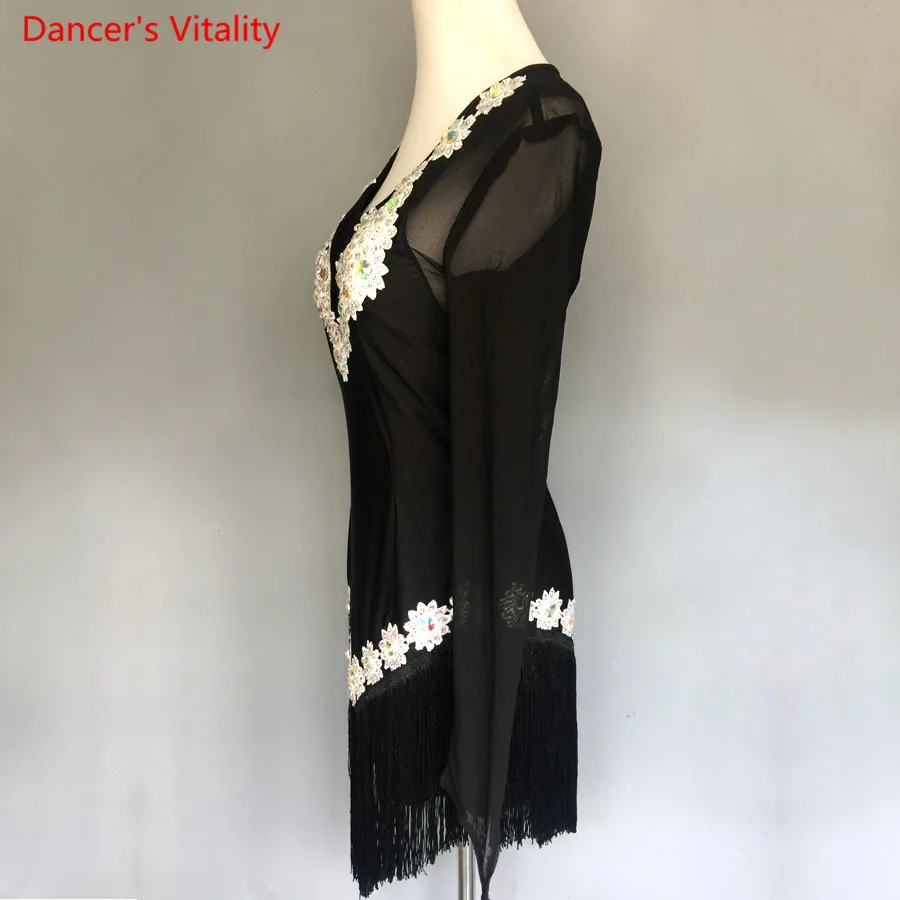 

2018 Women tassel Latin profession Dance Women Ballroom Dancing Dresses Latin Dance Costume Tango Dress Samba Skirts