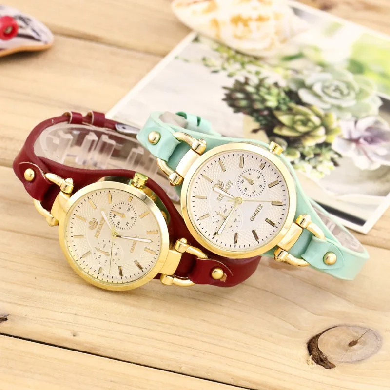 

2021 New Gold Case Thin Leather Watches Women Ladies Dress Quartz Wrist Watch Relogio Feminino