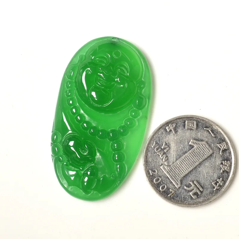 Натуральный подлинный женский зеленый агат халцедон будда нефрит зеленая