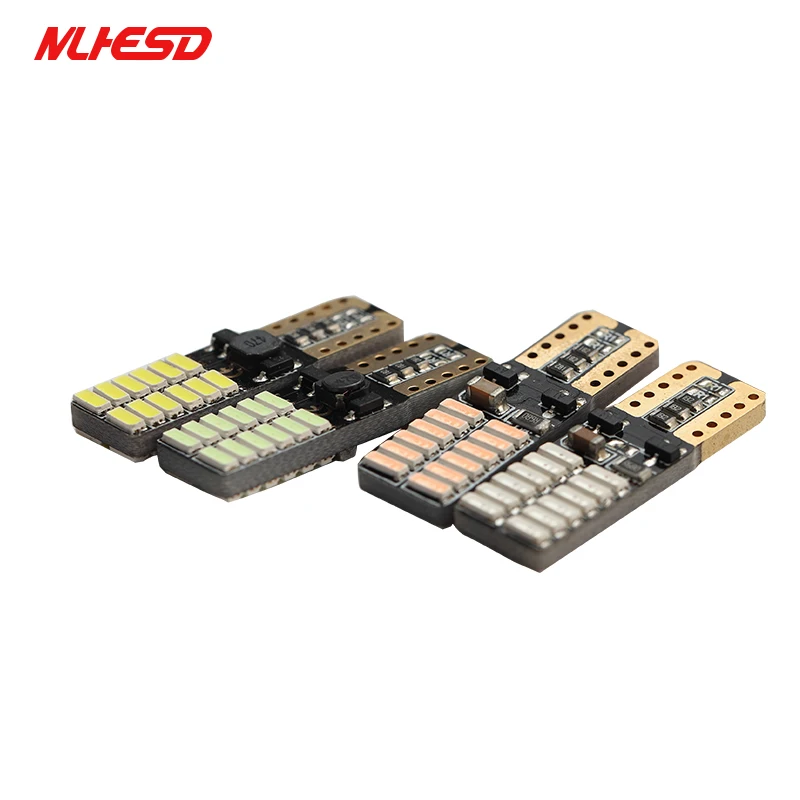 100X автомобиля светодиодный T10 194 W5W Canbus 24 SMD 4014 Нет Ошибка T10 светодиодный лампа Парковка Авто лампы Лампы для чтения 12 V белого и желтого цвета синий