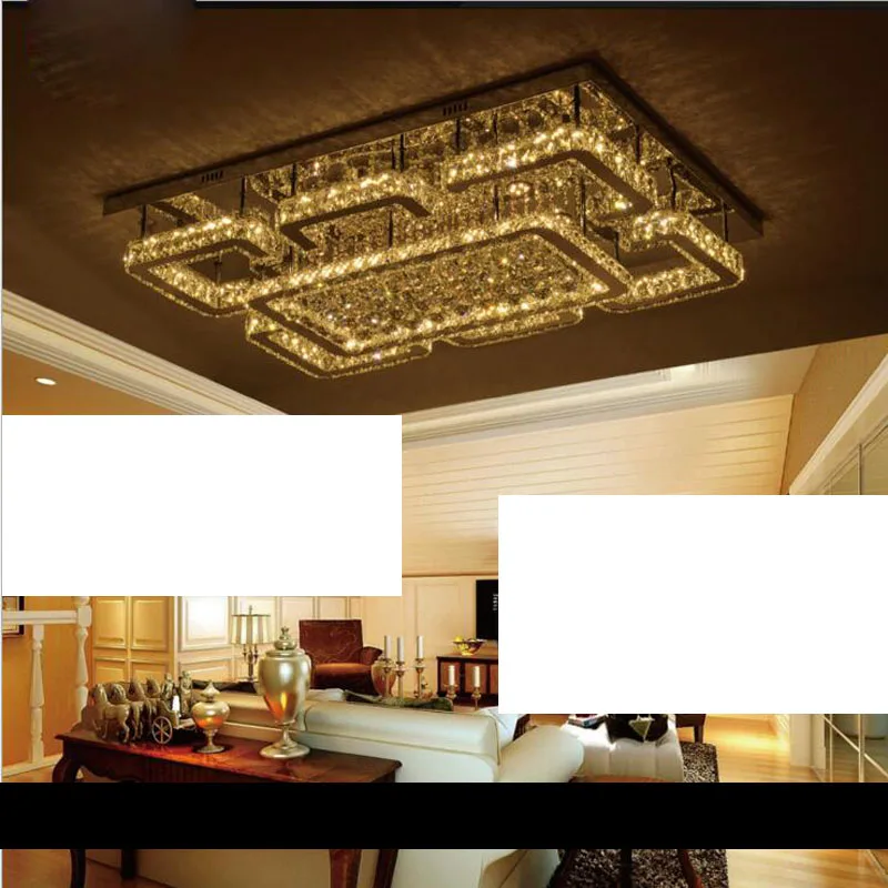 Modern minimalist led crystal ceiling lamp rectangular creative living room bedroom lamps modern line cutting lighting LED | Лампы и