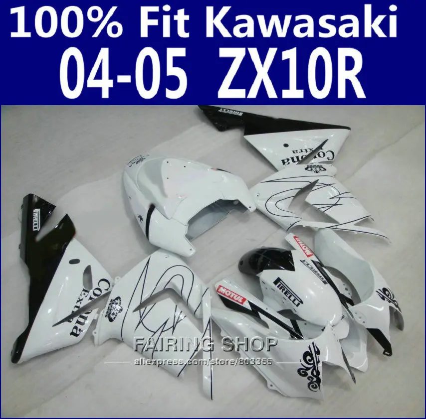 

Белые черные комплекты кузова для Kawasaki Ninja zx10r 2004 2005 04 05 обтекатели Abs palstic 100% комплект обтекателей x94
